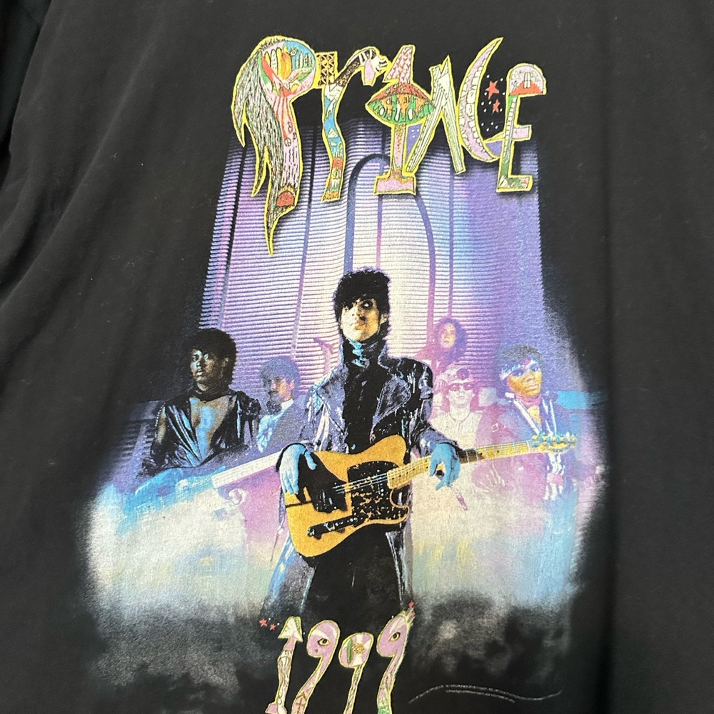 PRINCE Black Graphic T-Shirt with Music Print - Picture 2 of 3
